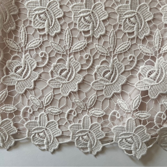 Zara Basic Guipure Lace Top Blouse Short Sleeve Lined Tank Top Floral Pink Sz XS - Picture 7 of 14